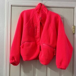 Zenana Sherpa Fleece Jacket- Neon Pink size small